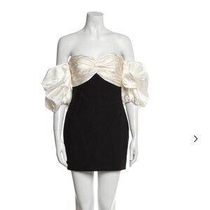 Cinq a Sept Elegant Black and Cream Off-Shoulder Dress